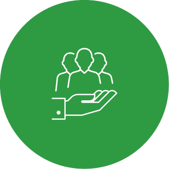 pictogramme main soulevant un groupe de collaborateur