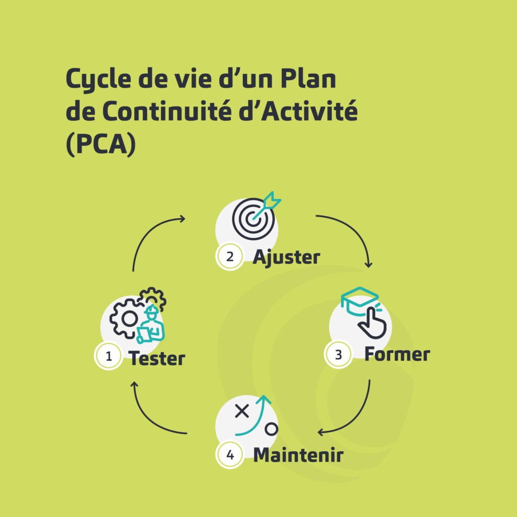 schéma cycle de test du Plan de Continuité d'Activité (PCA)