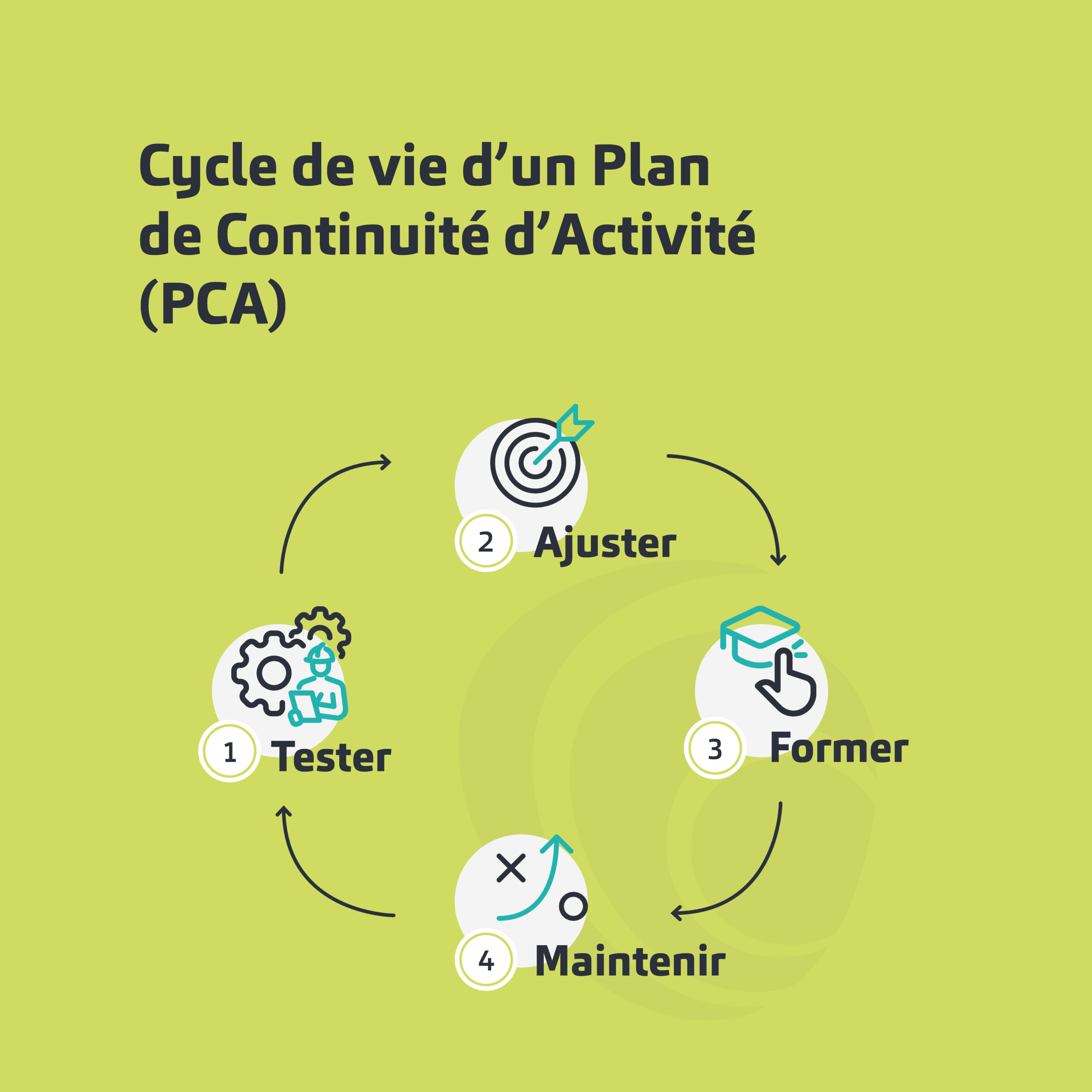 schéma cycle de test du Plan de Continuité d'Activité (PCA)