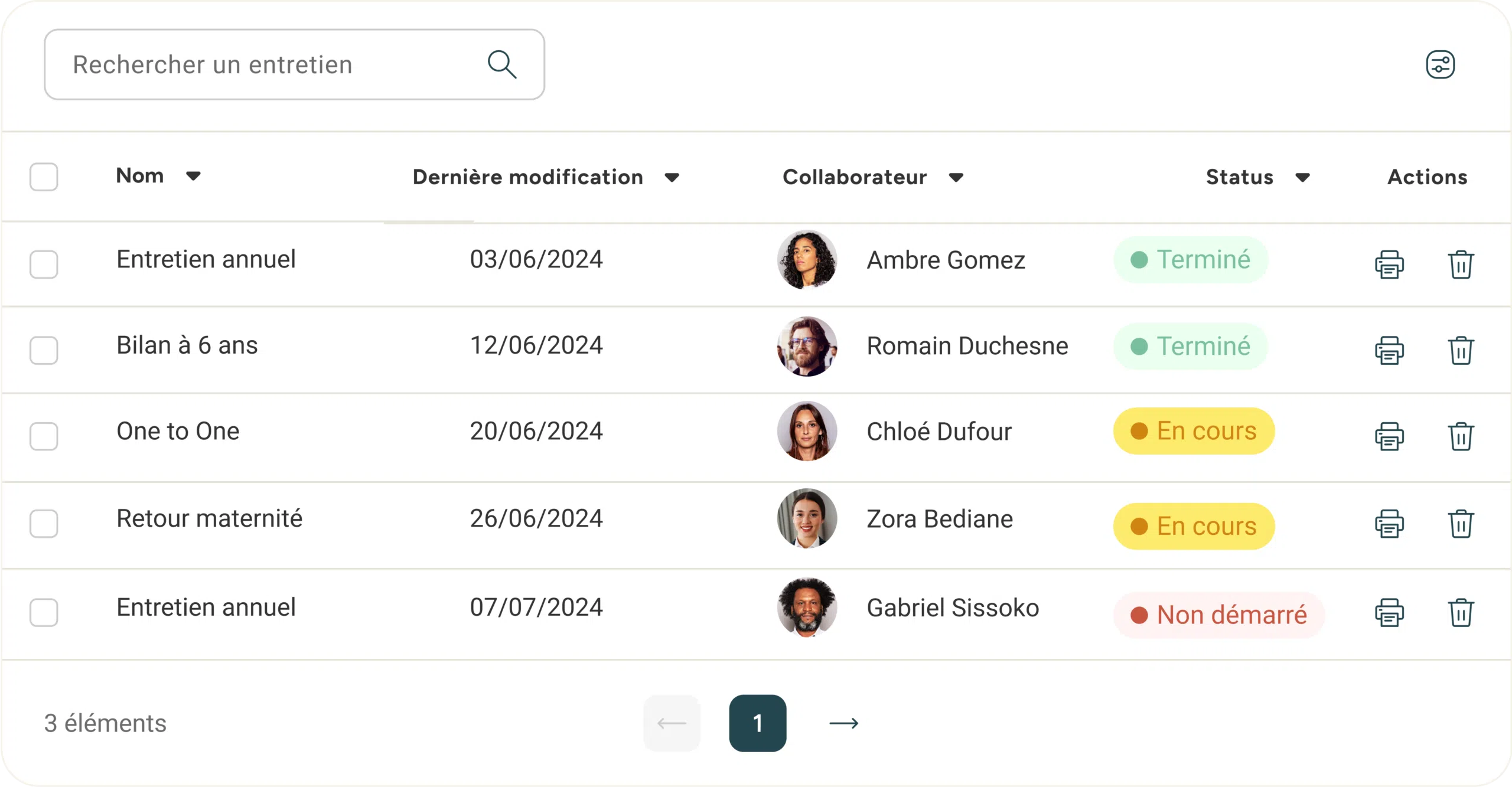 Listing des RDV et entretiens dans le logiciel Eurécia